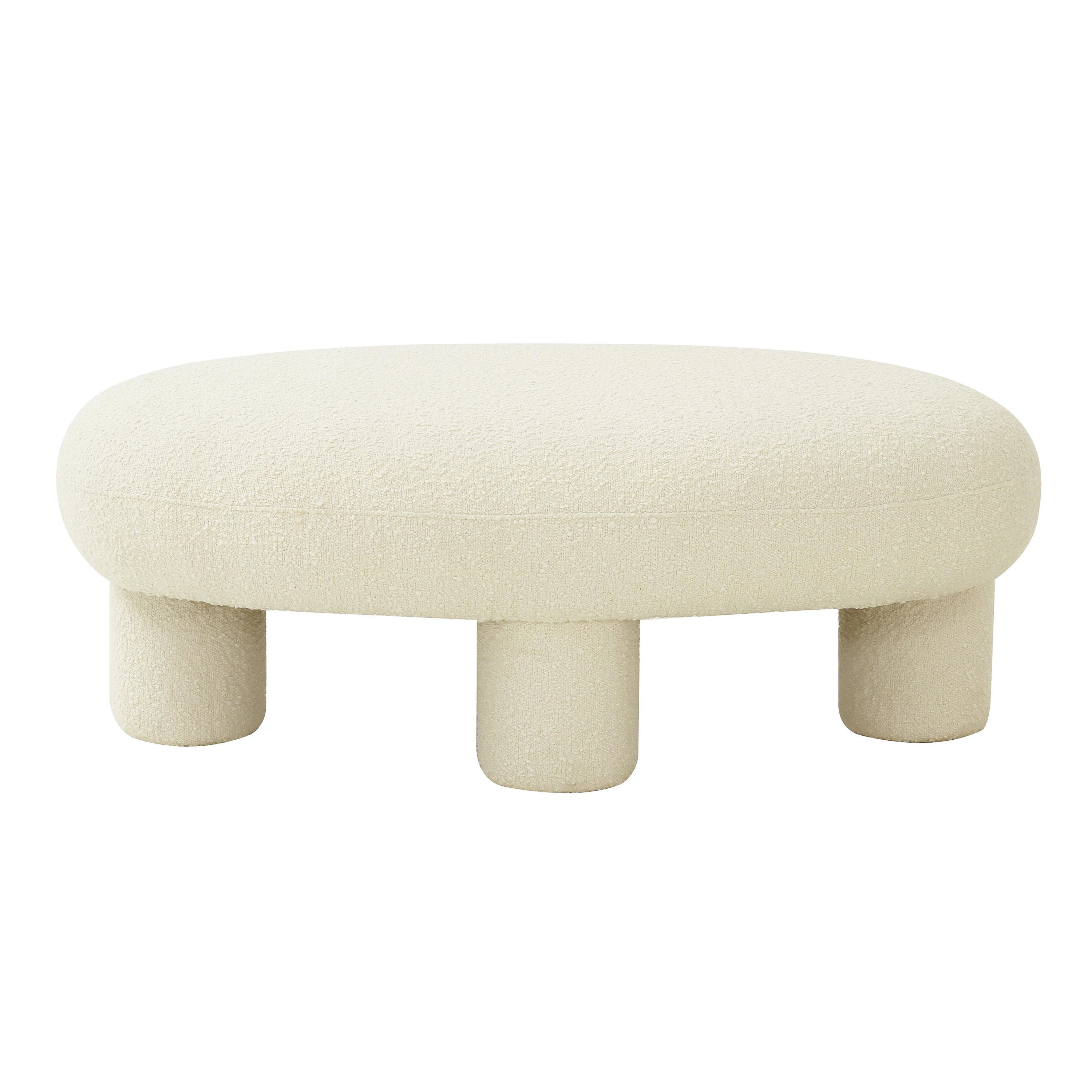 Cleo Oval Boucle Upholstered Ottoman | World Market