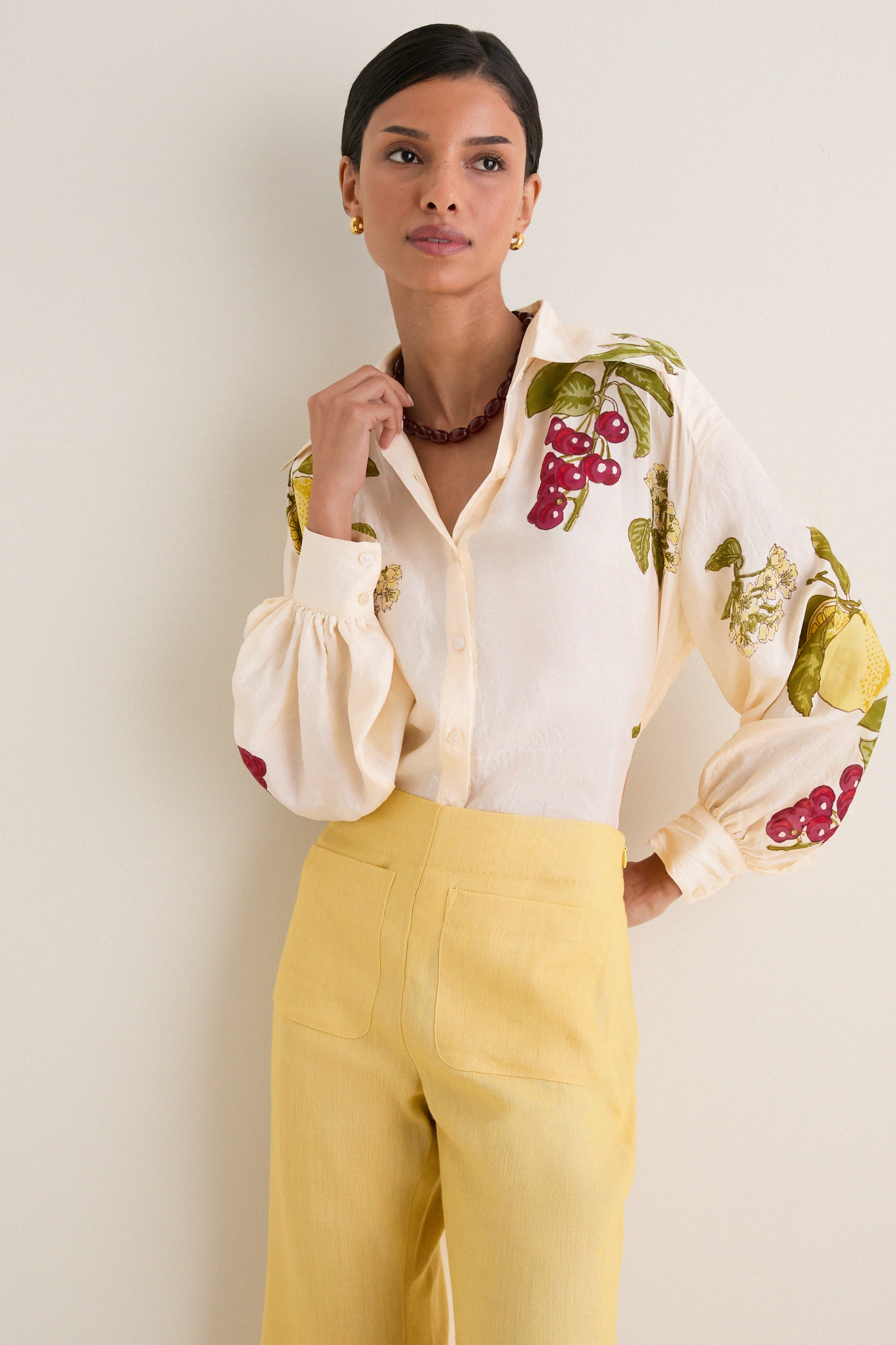 Off-White Emery Four Fruit Silk Shirt | Tuckernuck (US)