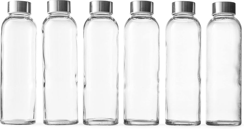 Epica 18 oz Clear Glass Bottles with Lids | Natural BPA Free Eco Friendly , Reusable Refillable W... | Amazon (US)