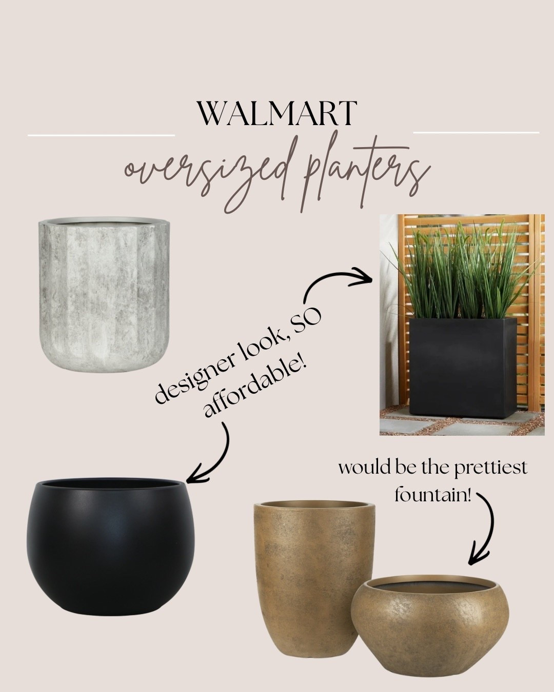Walmart oversized planters for a steal! The sphere and box span planters are less than half the usual cost for those! 
Terracotta planter, limestone planters, concrete planter, outdoor planters

#LTKSaleAlert #LTKSpringSale #LTKHome
