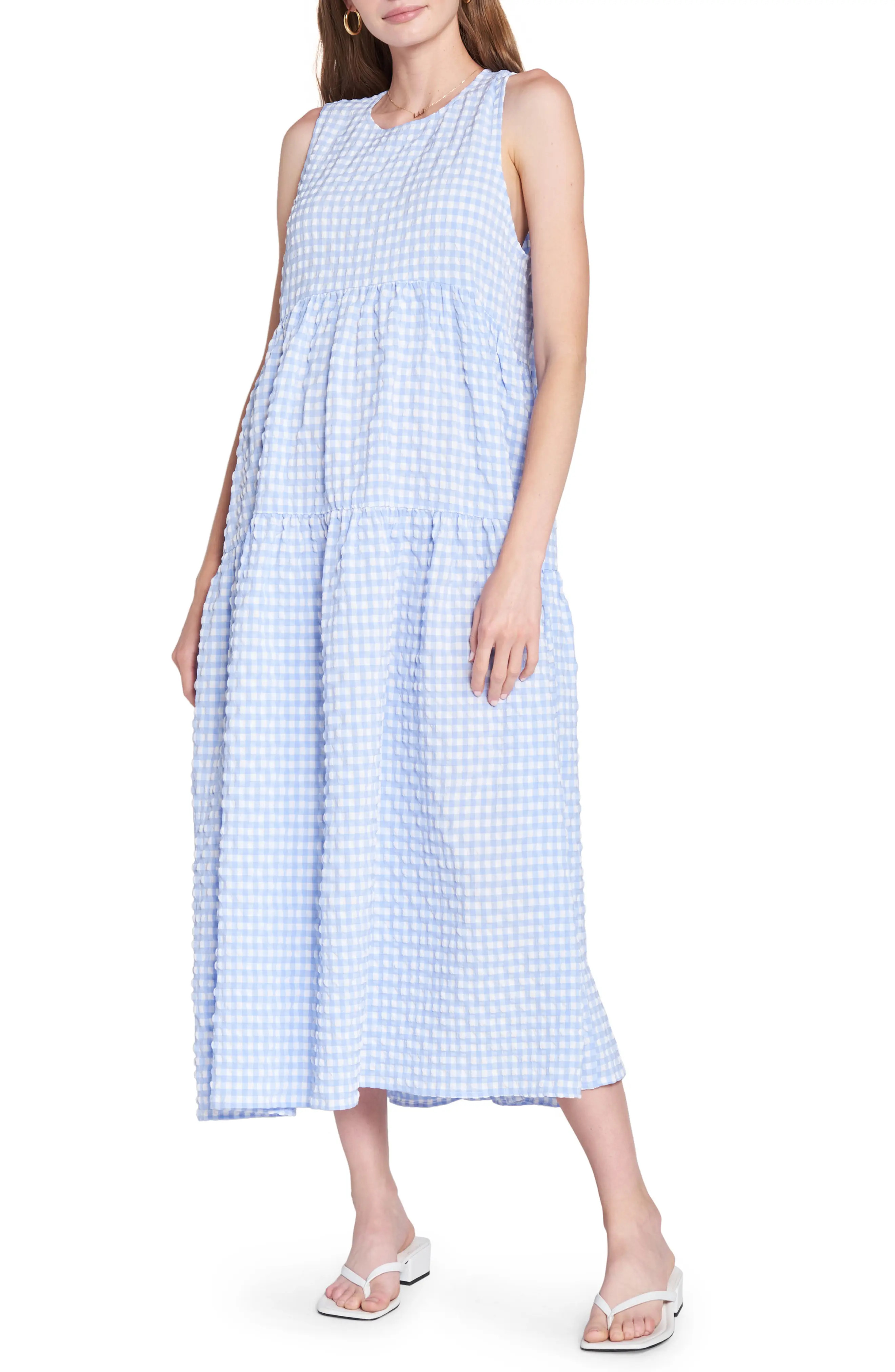 En Saison Format Gingham Dress in Blue at Nordstrom, Size Large | Nordstrom