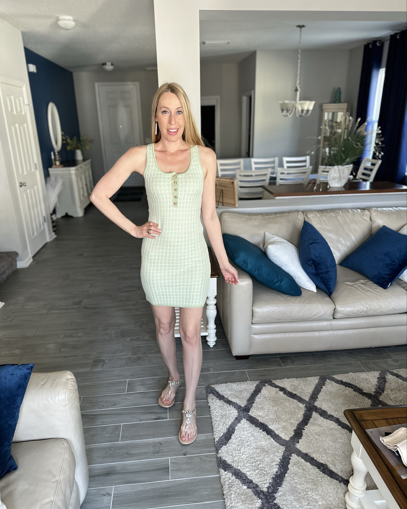 Green and white knit dress 
🤍  i love this dress so much. It is very classy, stretchy and can be worn to work 
🤍 fits true to size, wearing size small and I am 5’10”

#LTKFindsUnder50 #LTKStyleTip #LTKWorkwear