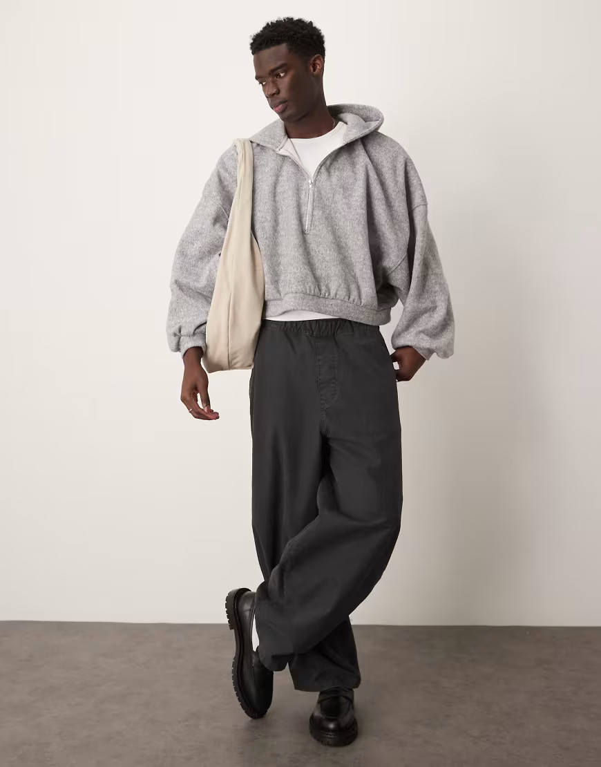 ASOS DESIGN heavyweight extreme oversized cropped hoodie in brushed gray fleece | ASOS (Global)