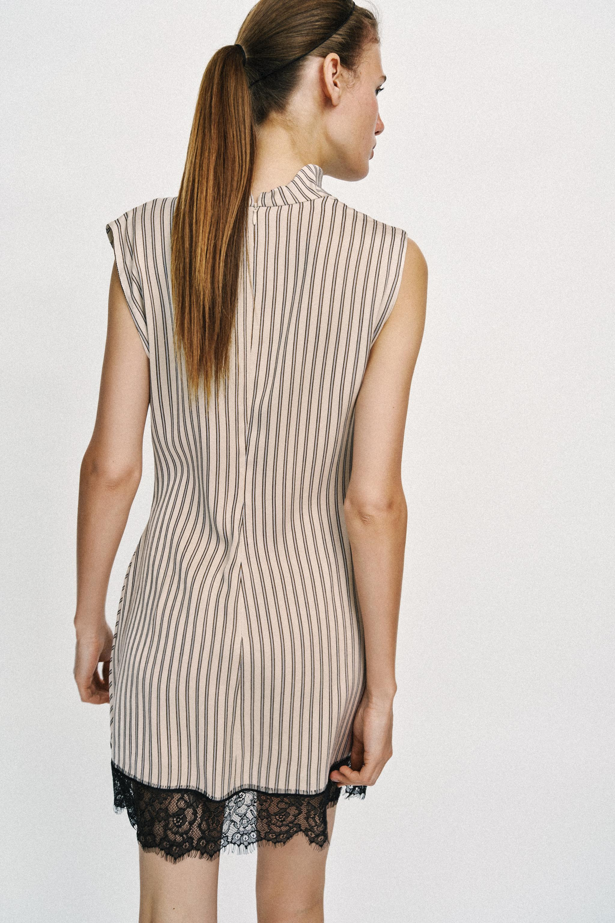 STRIPED LACE MINI DRESS | Zara US