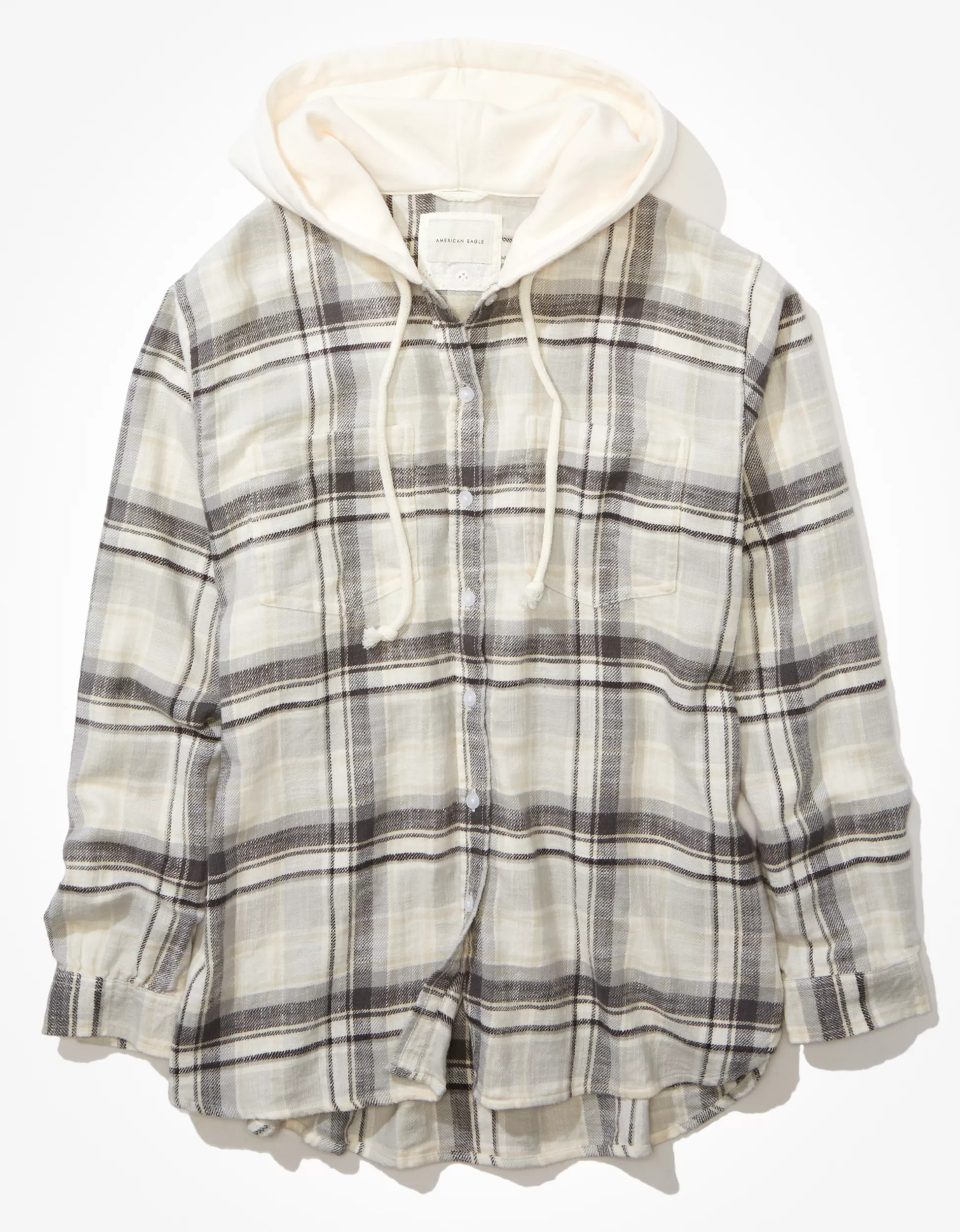 AE Oversized Flannel Hoodie | American Eagle Outfitters (US & CA)