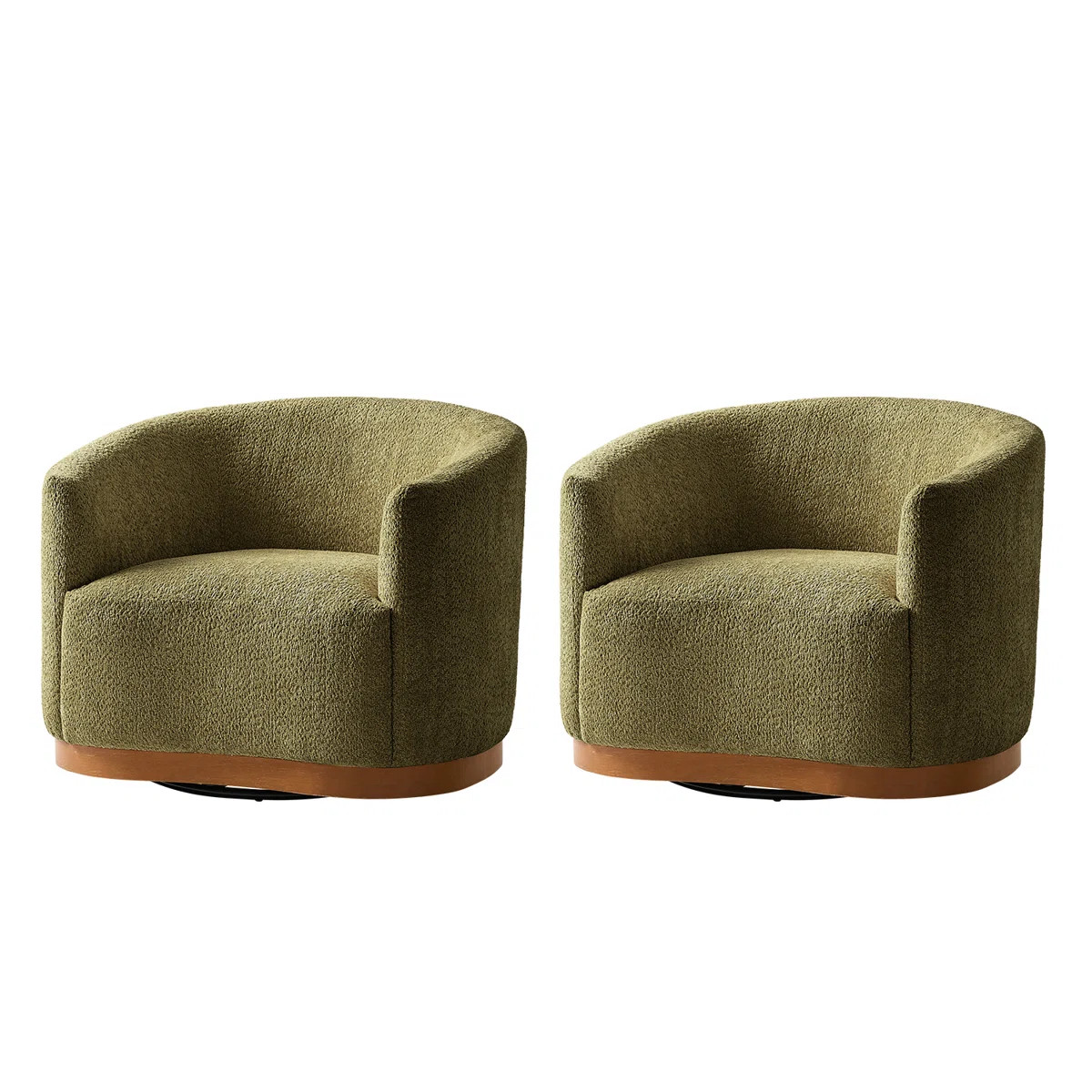 Berklie 31.5"W Modern Boucle Chenille Swivel Barrel Armchair With Ergonomic Backrest And Solid Wo... | Wayfair North America