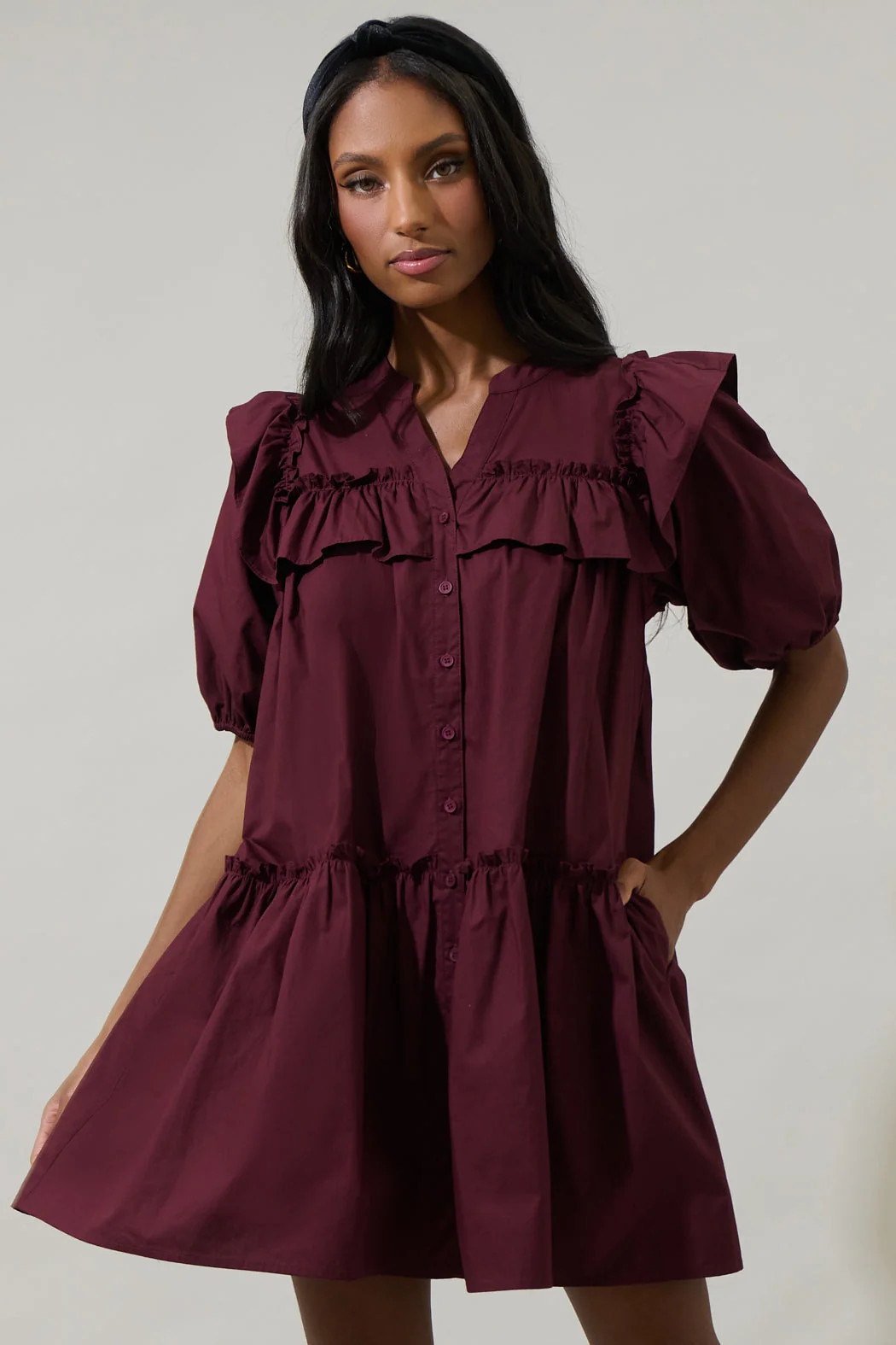 Payson Poplin Ruffle Mini Dress | Sugarlips