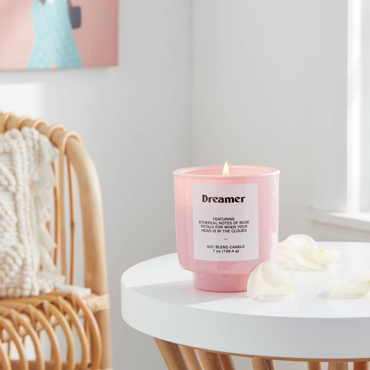 7oz Pink Exterior Painted Glass with Glass Lid Dreamer Candle Pink - Room Essentials™ | Target