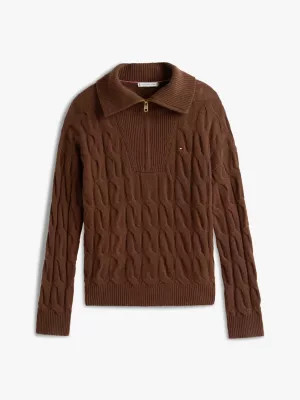 Half-Zip Cable Knit Soft Wool Jumper | Tommy Hilfiger UK