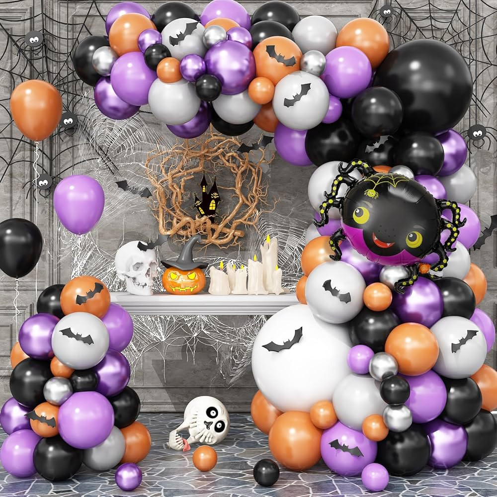 Halloween Balloon Arch Garland Kit, Halloween Balloon Decorations Set with Spider Foil Balloons 3... | Amazon (US)