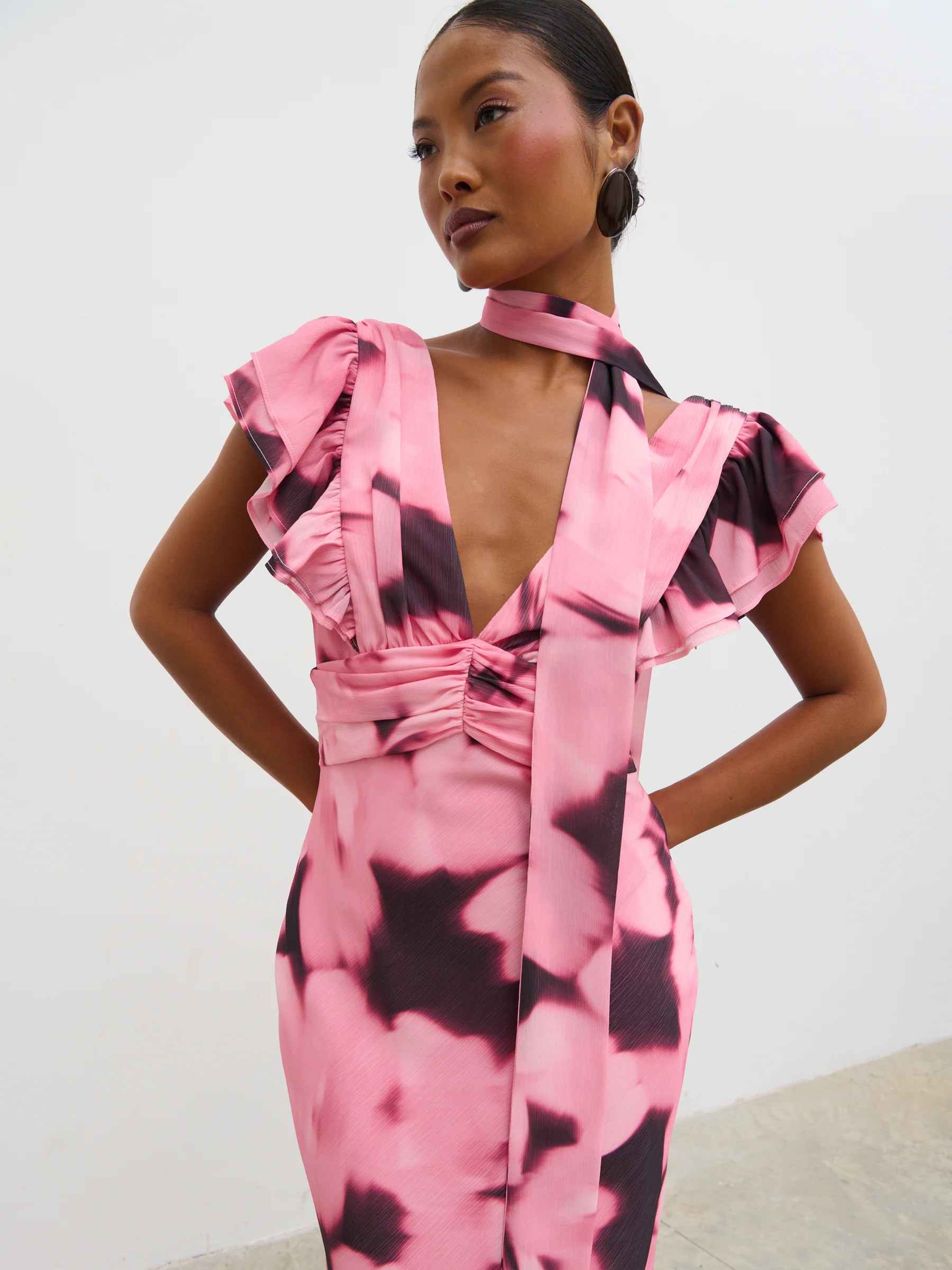 Andi V-Neck Frill Maxi Dress | Pretty Lavish (UK)