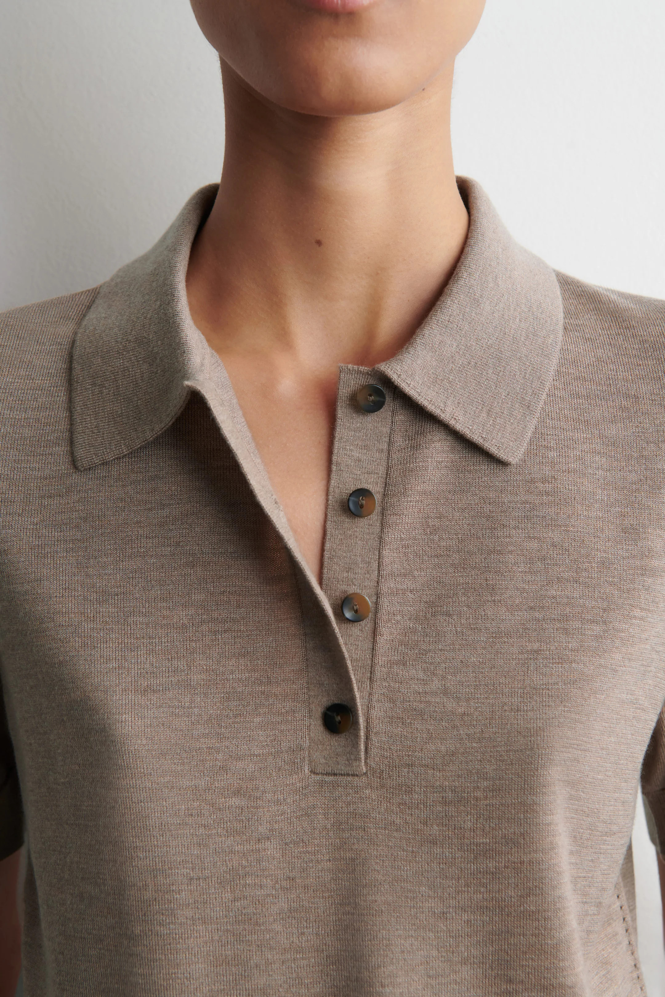 SHRUNKEN WOOL-BLEND POLO SHIRT - BEIGE  MÉLANGE | COS GB | COS UK
