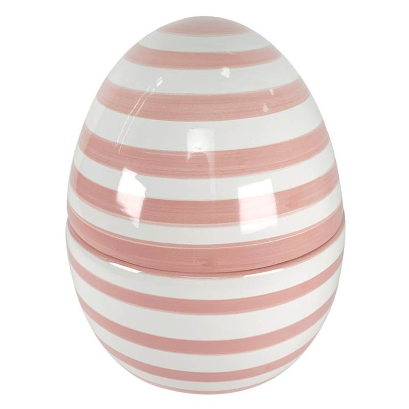 Pink & White Striped Ceramic Egg Jar, 7" | At Home