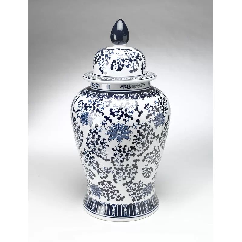 Blue/White 24'' Porcelain Ginger Jar | Wayfair Professional