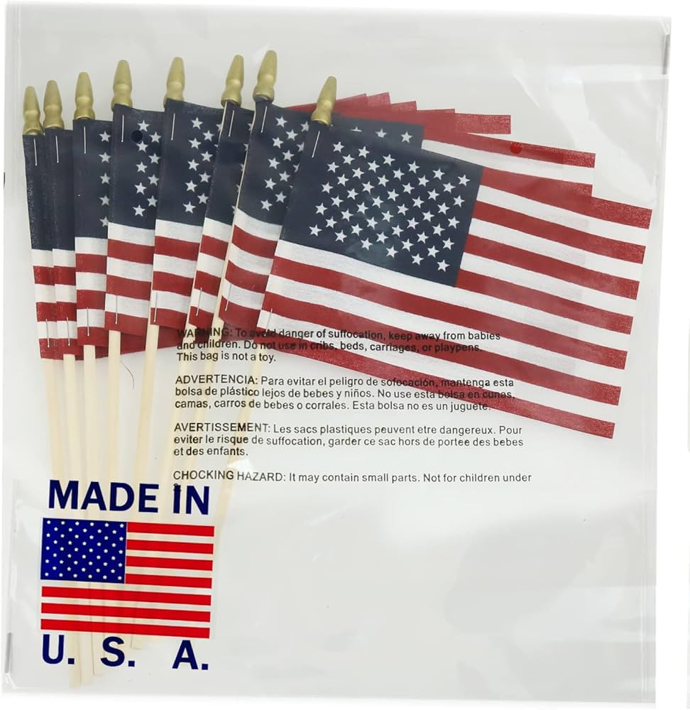 GIFTEXPRESS Set of 12, Proudly Made in U.S.A. Small American Flags 4x6 Inch/Small US Flag/Mini Am... | Amazon (US)