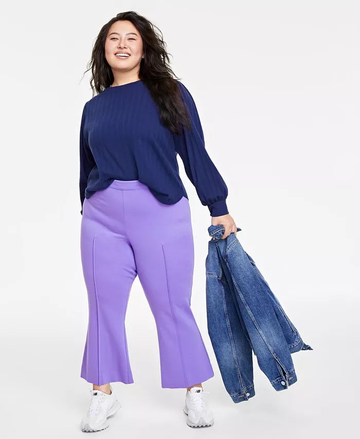 On 34th Plus Size Ponté Kick-Flare Ankle Pants, Regular and Short Length, Created for Macy's - M... | Macy's