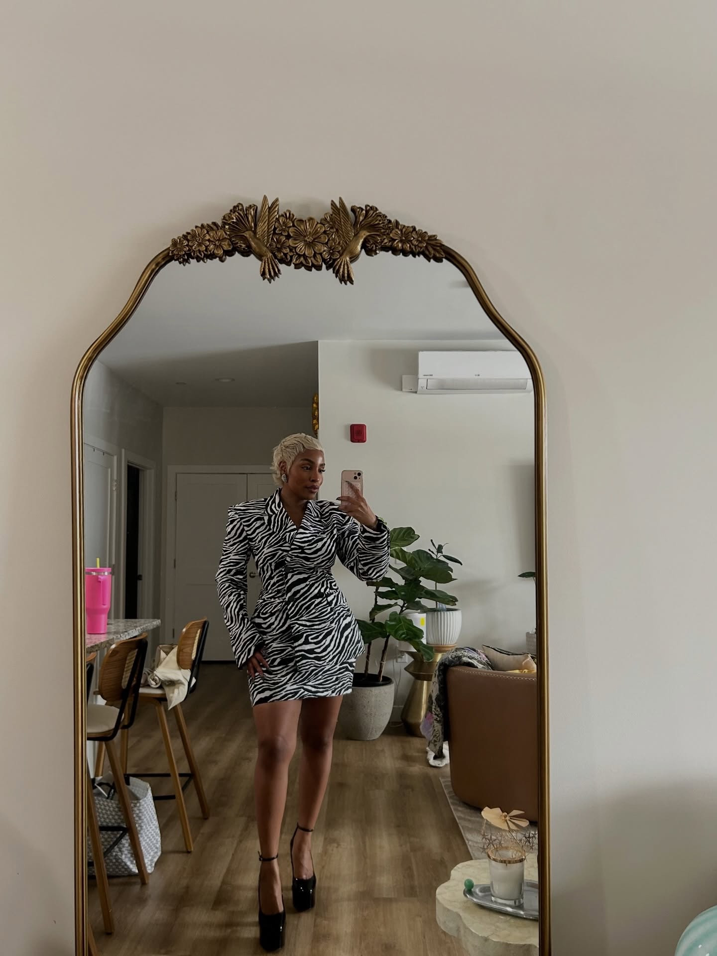 A little animal print to spice up your feed 
😏🦓👱🏾‍♀️🖤

Outfit Deets
Suit by: @nakedwardrobe 
Shoes: @stevemadden 
Earrings: @nordstrom 

#bostoninfluencer womens fashion, womens suiting, animal print fashion, style inspo, petite fashion inspo, black women with style, black girl luxury