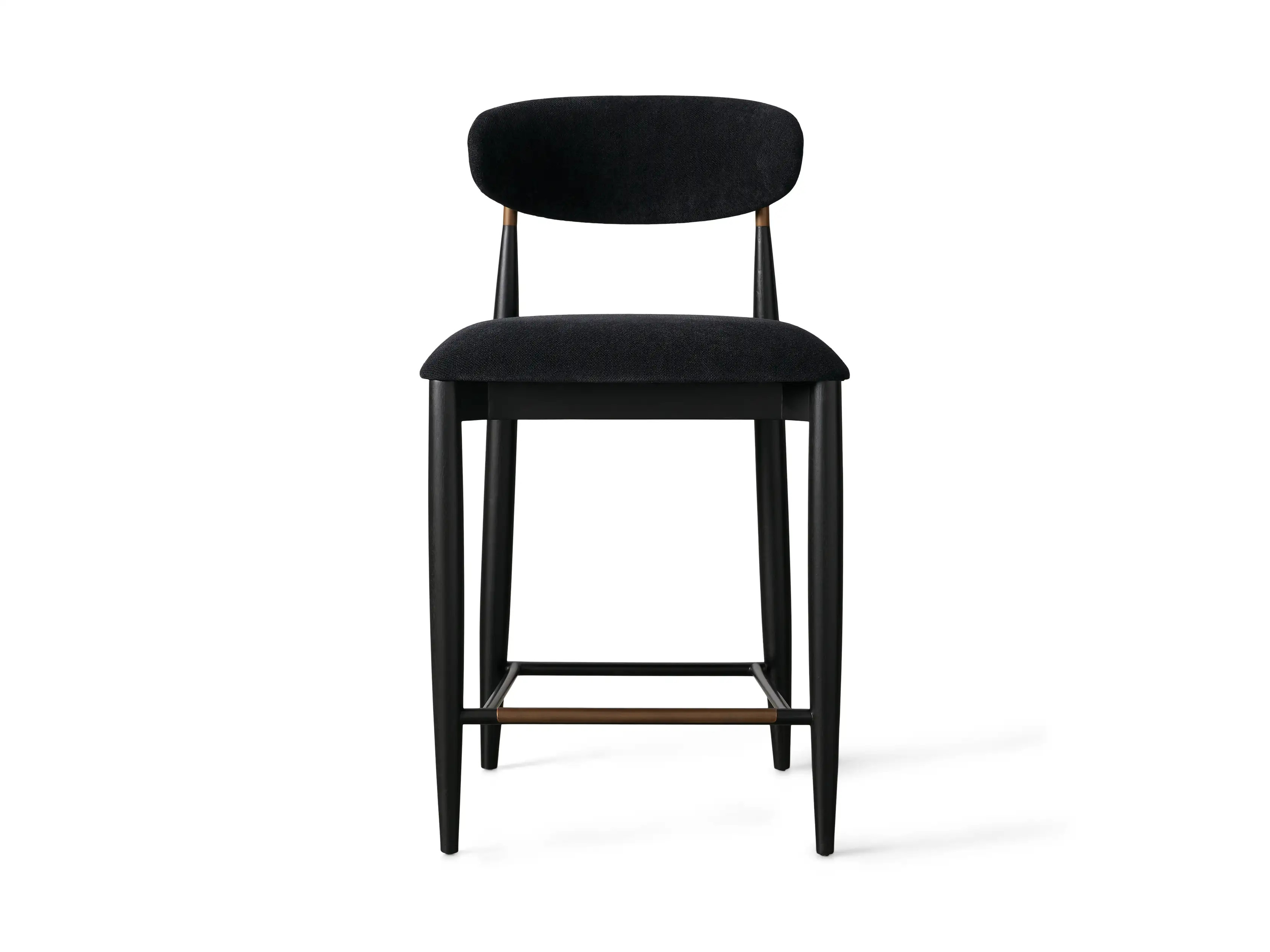 Jagger Armless Stool in Black with Antique Brass | Arhaus