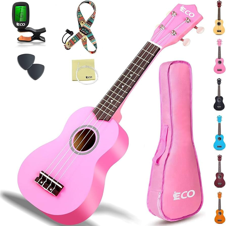iECO Soprano Ukulele Beginner Kit for Kids Adults 21 Inch Ukelele w/Case Strap Tuner Strings Pick... | Amazon (US)