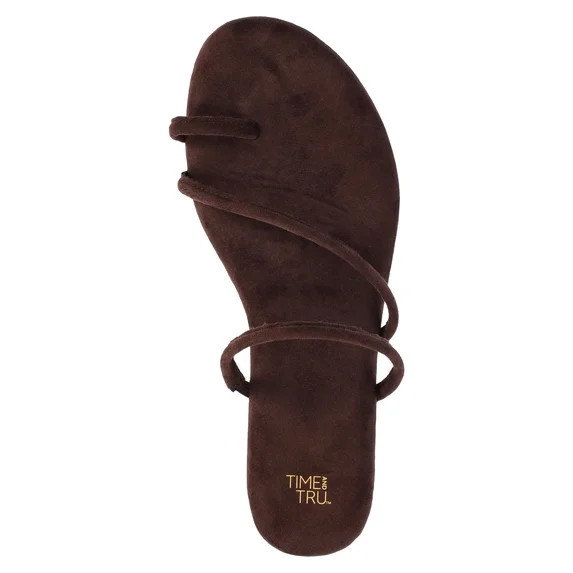 Time and Tru Women's Faux Suede Barely There Toe Loop Sandals | Walmart (US)