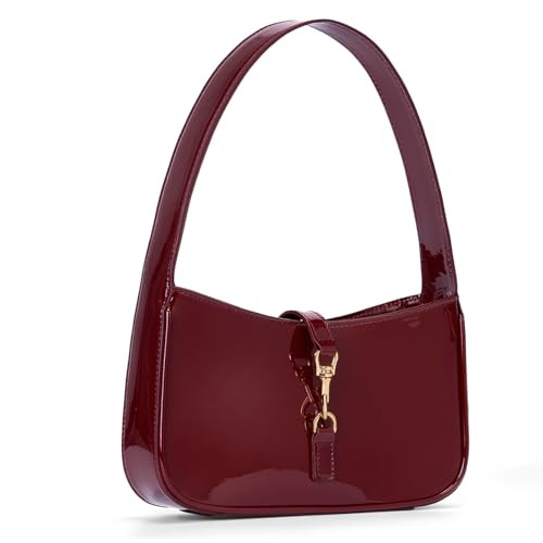 JQWSVE Shoulder Bags for Women Burgundy Purse Trendy Small Handbag Faux Leather Shoulder Purse Ev... | Amazon (US)