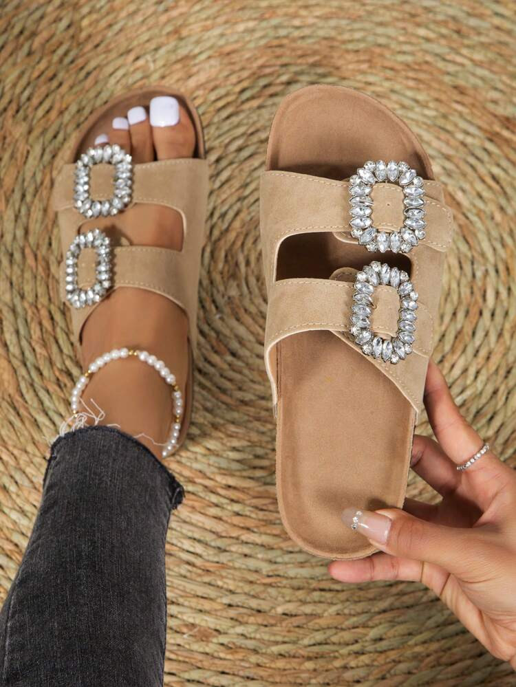 Frauen Sandalen mit Strass Dekor, Wildlederimitat Glamourös | SHEIN