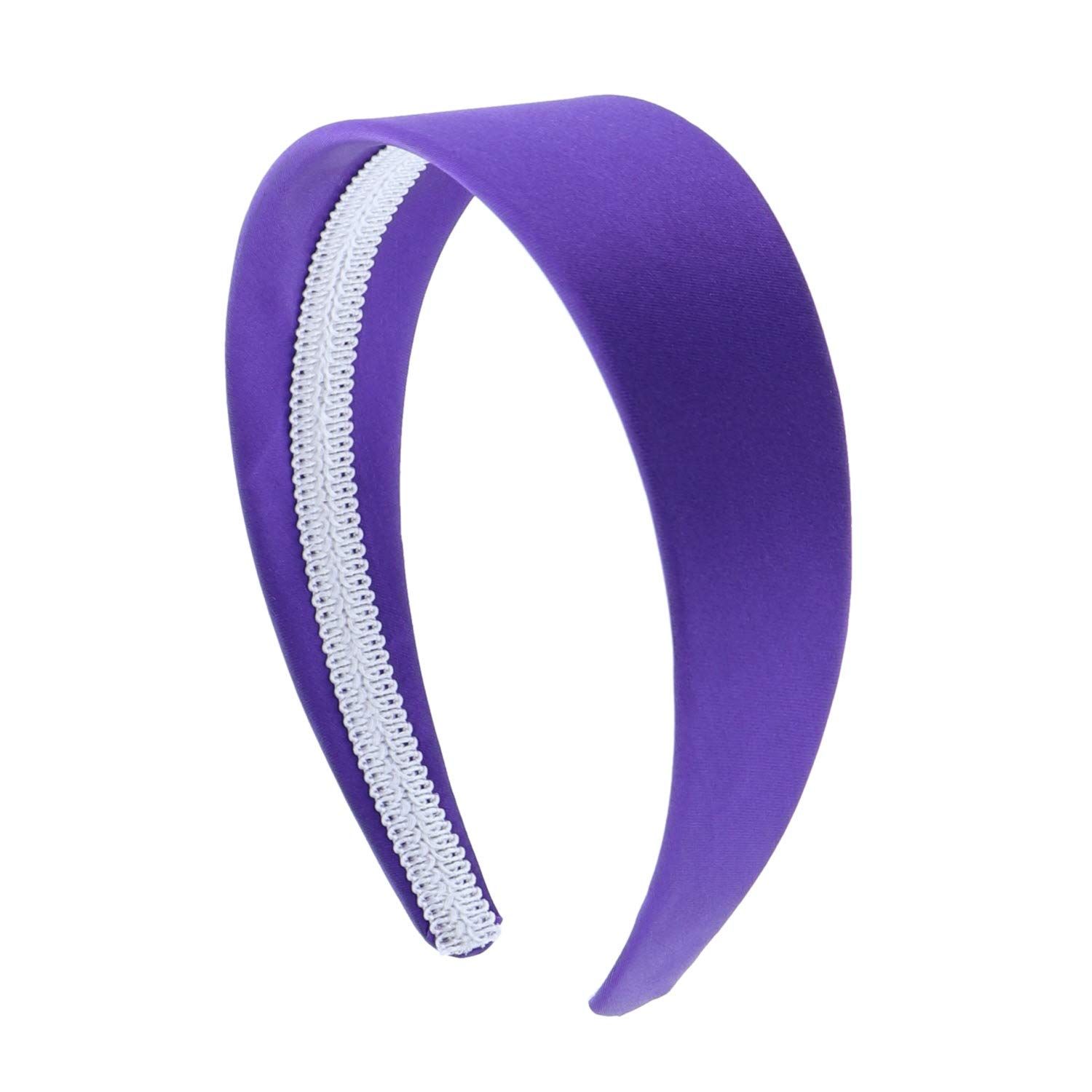 Amazon.com : Purple 2 Inch Wide Satin Hard Headband with No Teeth Head band for Women and Girls (... | Amazon (US)