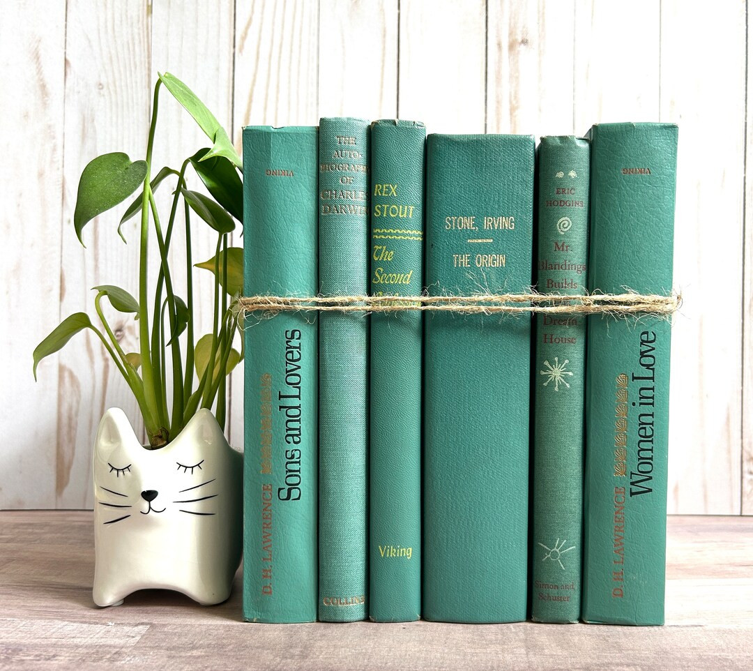 Vintage Decorative Teal Sea Foam Blue Green Turquoise Book Set Book Prop Home Staging Shabby Deco... | Etsy (US)