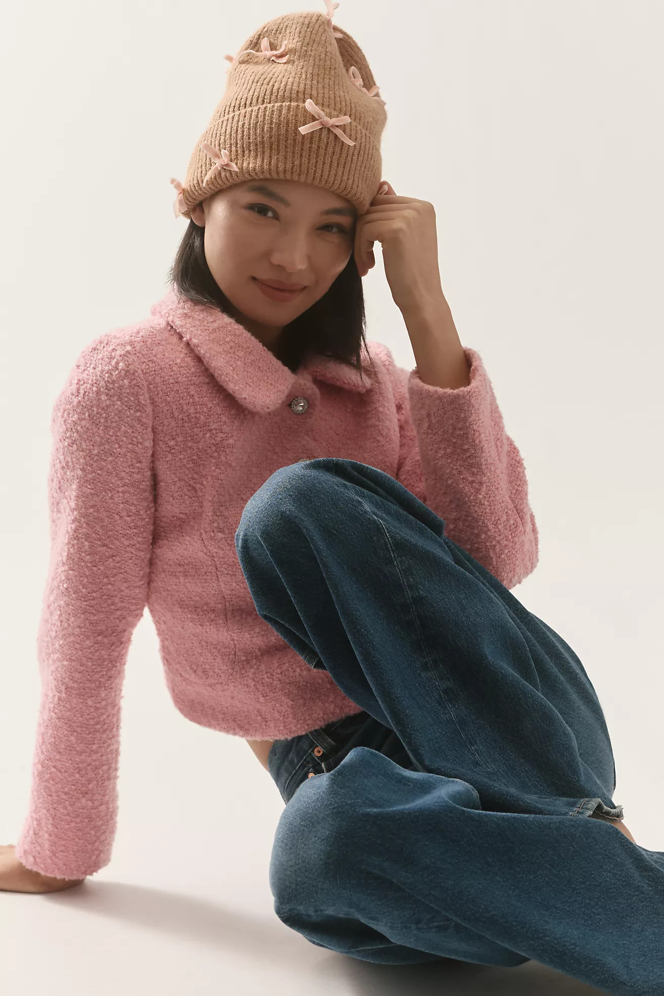 By Anthropologie Velvet Bow Beanie | Anthropologie (US)