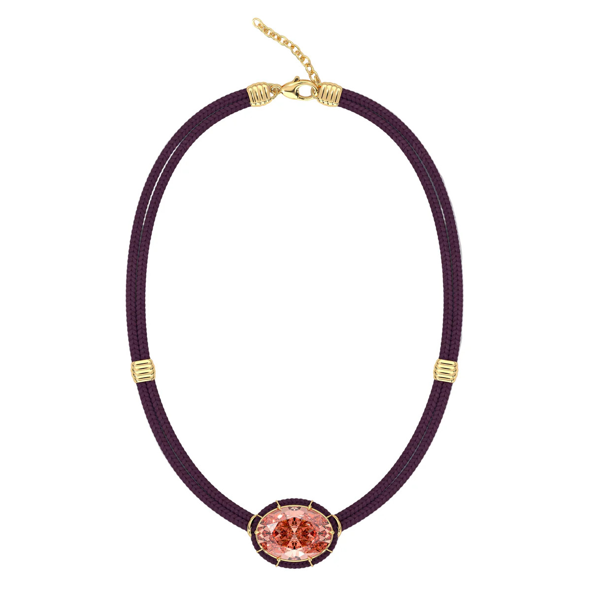 Morganite Silk Cord Pendant, Plum Cord | Over The Moon