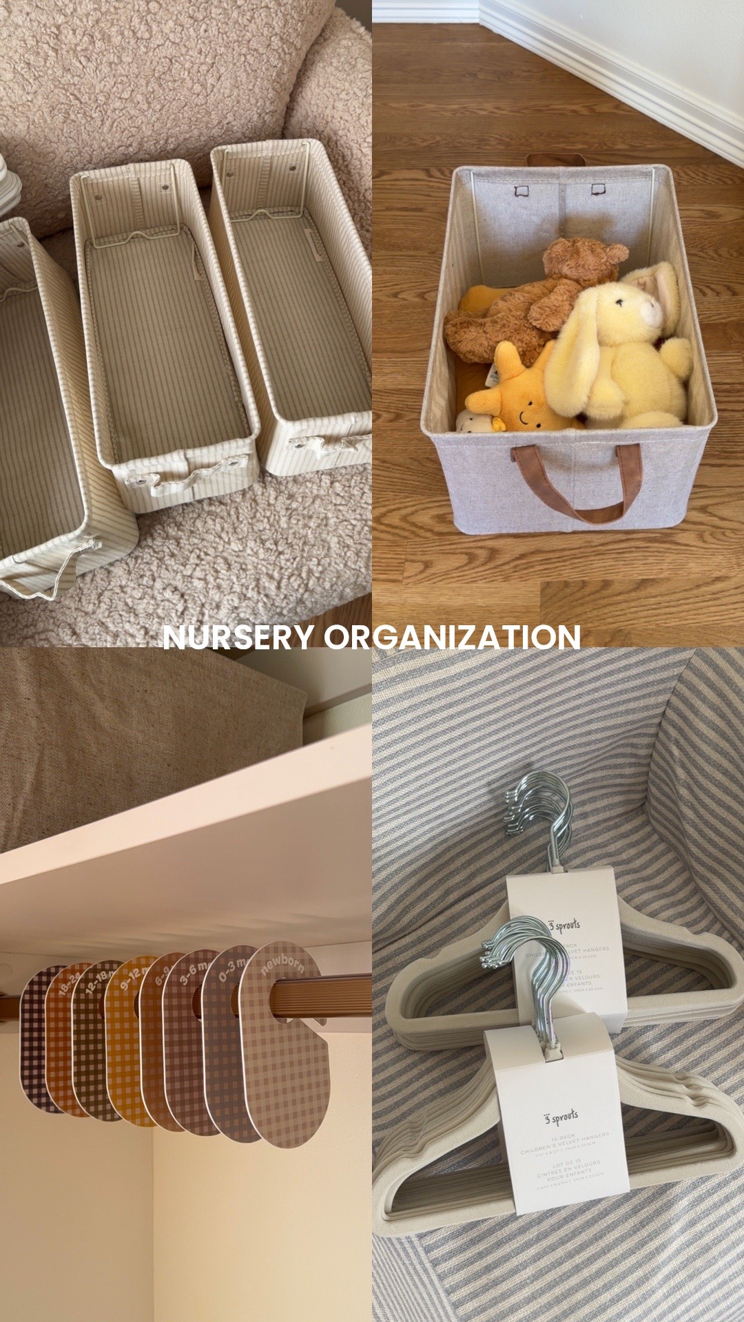 Nursery organization 👌🏼 Striped baskets and large one both are collapsible, hangers are perfect size for baby. Loving these baskets for diapers, wipes + books! 

#ad #wayfairPartner #wayfair @wayfair

#nursery #organization #bresheppard #basket #babyprep #nesting

#LTKBaby #LTKBump