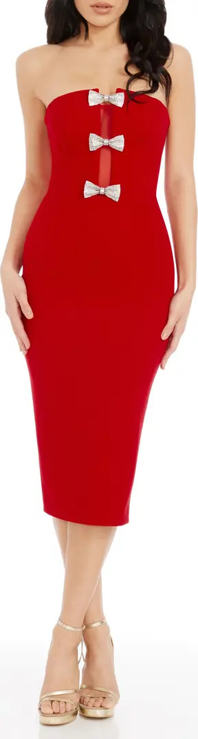 Dress the Population Erica Sequin Bow Strapless Cocktail Sheath Dress | Nordstrom | Nordstrom