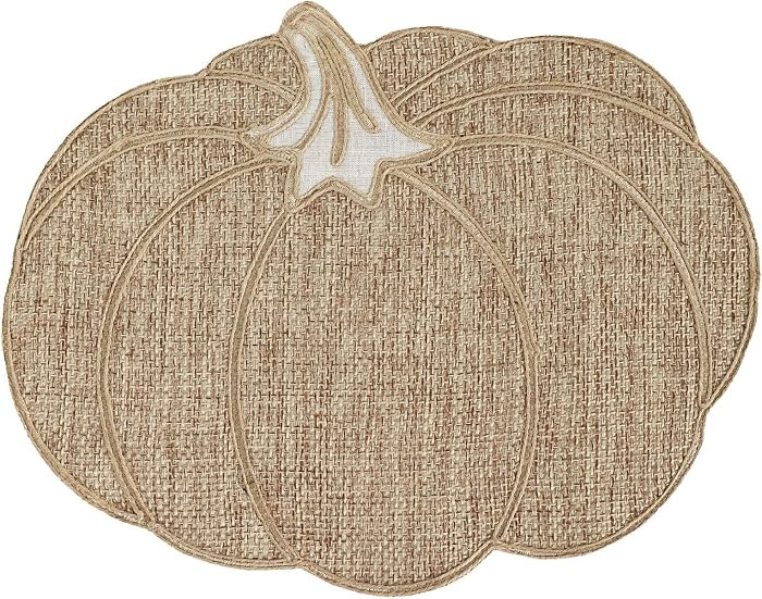 Feuille Fall Placemats Set of 4 \u2013 Pumpkin Placemats for Thanksgiving Halloween Natural Color... | Amazon (US)