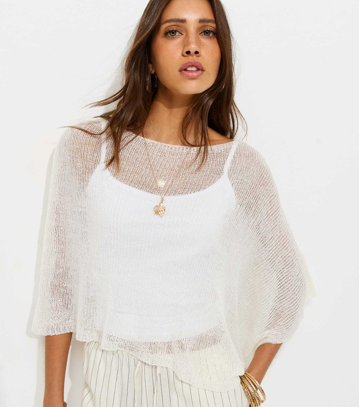 White Knitted Poncho | New Look | New Look (UK)