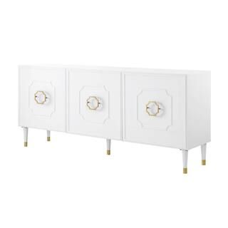 Keao White 3-Doors Sideboard With Adjustable Shelves | The Home Depot