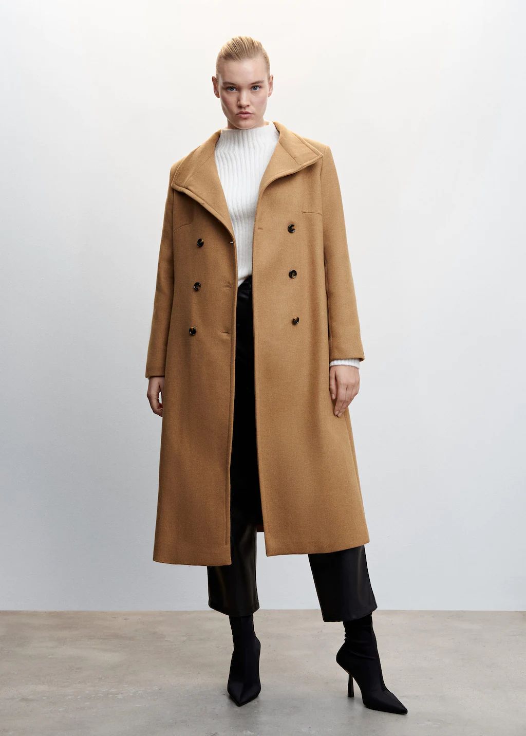 Woollen coat with belt | MANGO (UK)