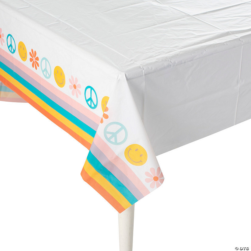 54" x 108" Groovy Retro Plastic Table Cover | Oriental Trading Company