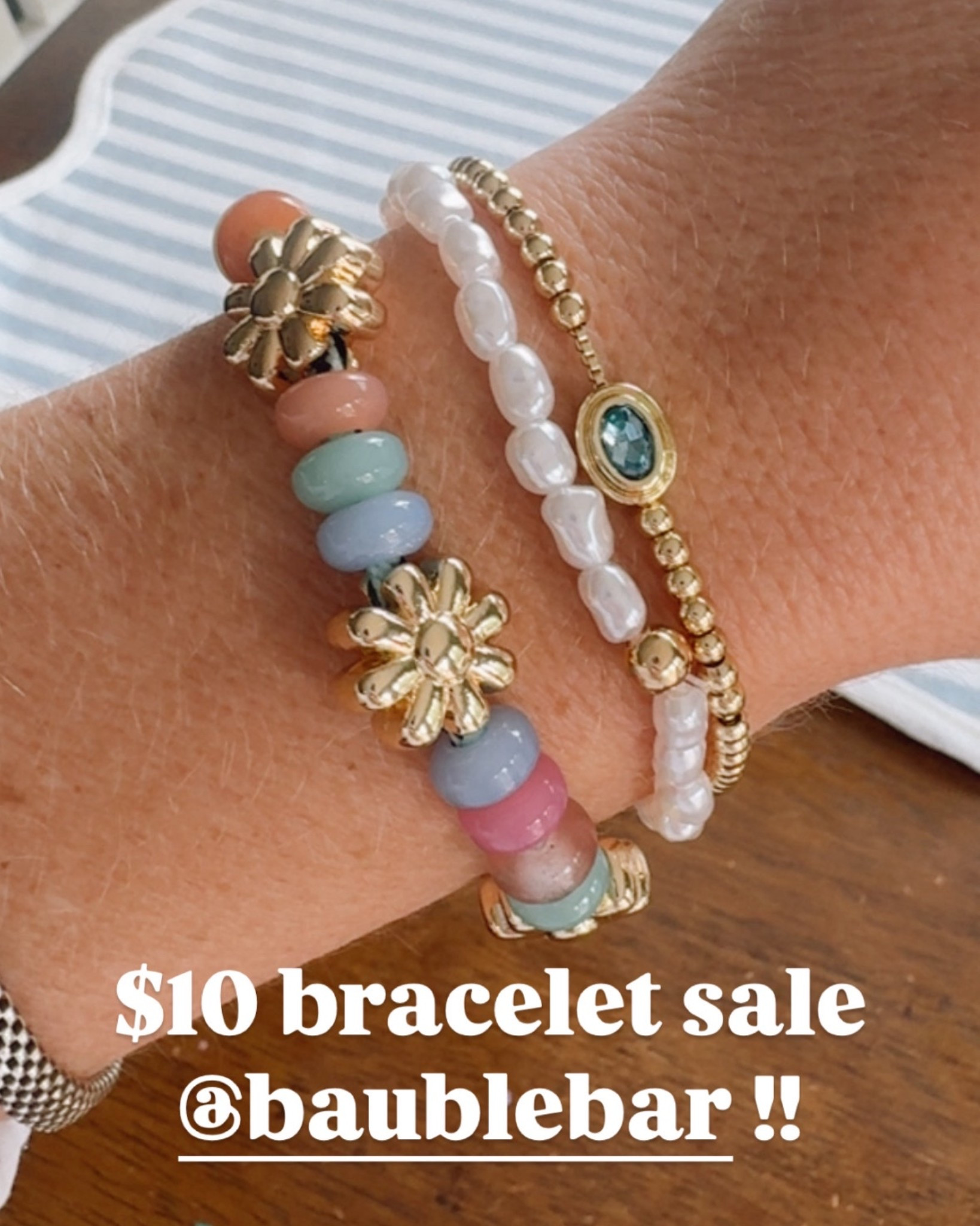 This is one of my favorite sales of the year! 🥰 they make the best gifts!!! $10 bracelets at BaubleBar ends 5/10