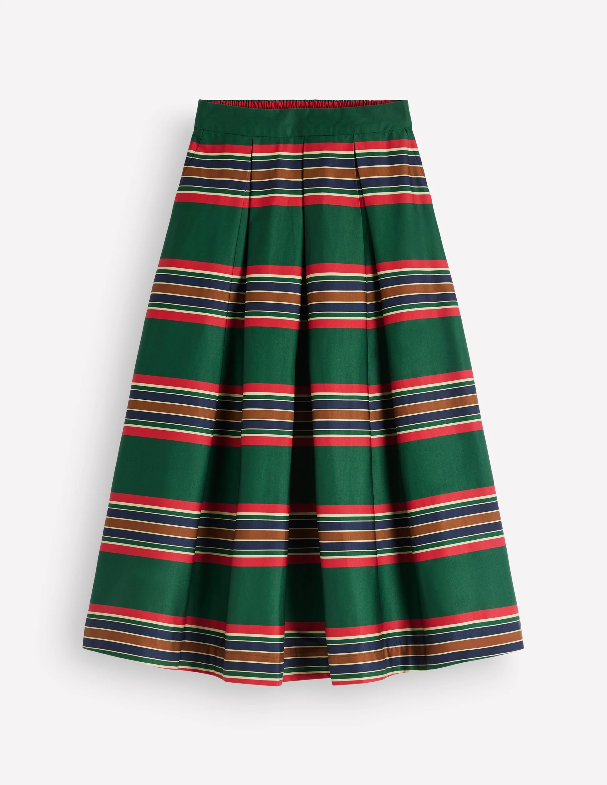 Verity Cotton Sateen Skirt-Green, Collegic Stripe | Boden UK
