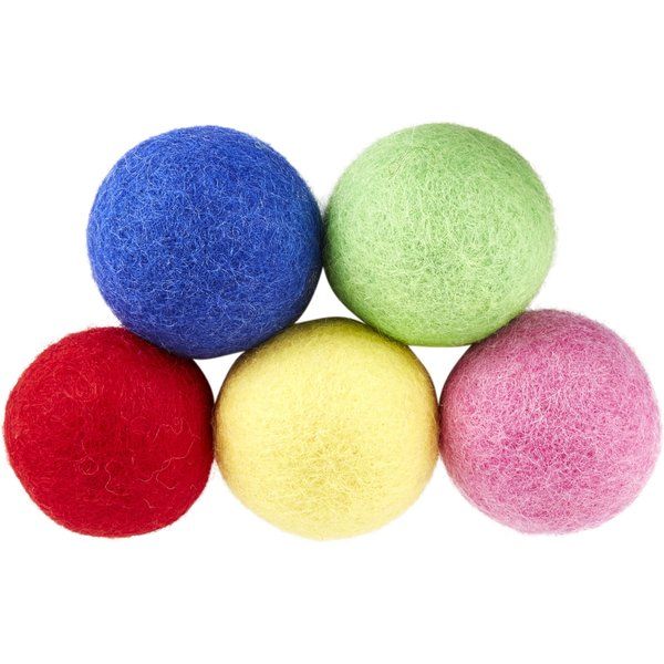 Earthtone Solutions Felted Wool Ball Cat Toys, 5 count | Chewy.com