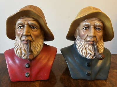 Pair Of Vintage Atlantic MoldFisherman Bust Seaman Sailor 6” Nautical | eBay US