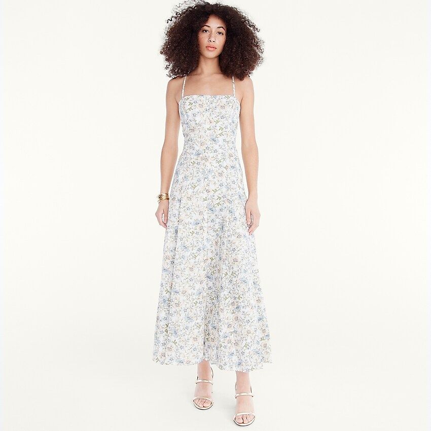 Button-down cotton poplin dress in floral vines | J.Crew US