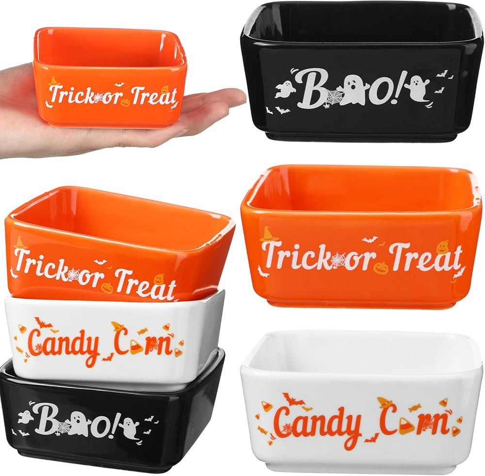 Roshtia 6 Pcs Halloween Candy Bowl Mini Ceramic Bowl for Tiered Tray Decoration Corn Trick or Tre... | Amazon (US)