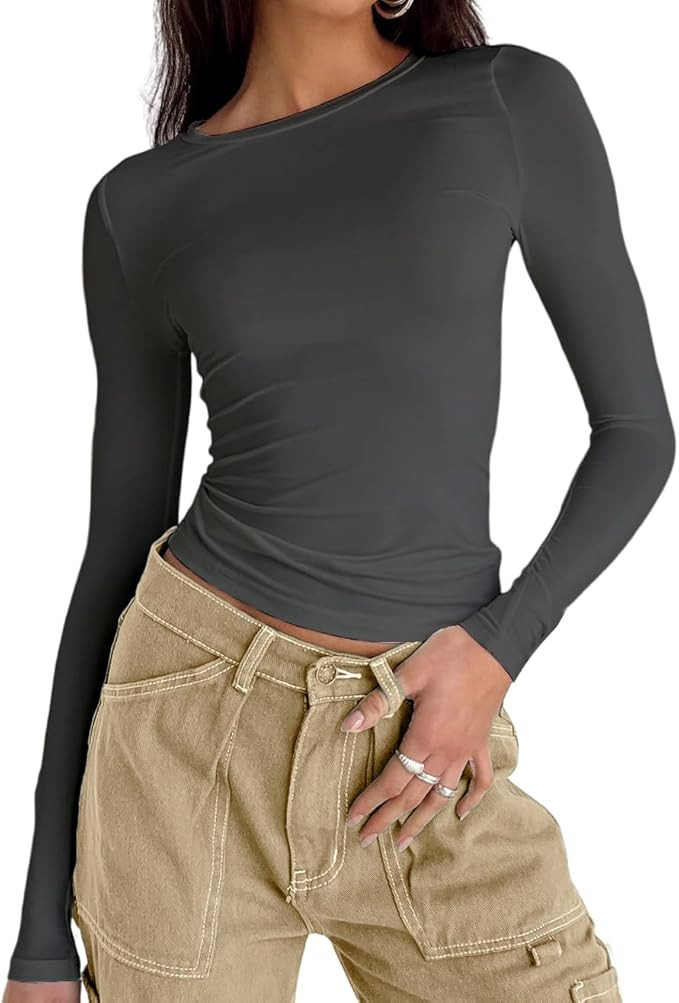 Women's Casual Basic Going Out Crop Tops Slim Fit Short Sleeve Crew Neck Tight T Shirts | Amazon (US)