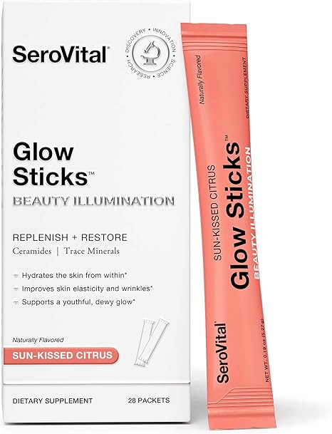 Serovital Glow Sticks Sugar-Free Powder Drink Mix with Hyaluronic Acid Ceramides Electrolytes for... | Amazon (US)