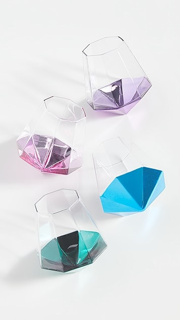 Set of 4 Diamond Stemless Glasses | Shopbop