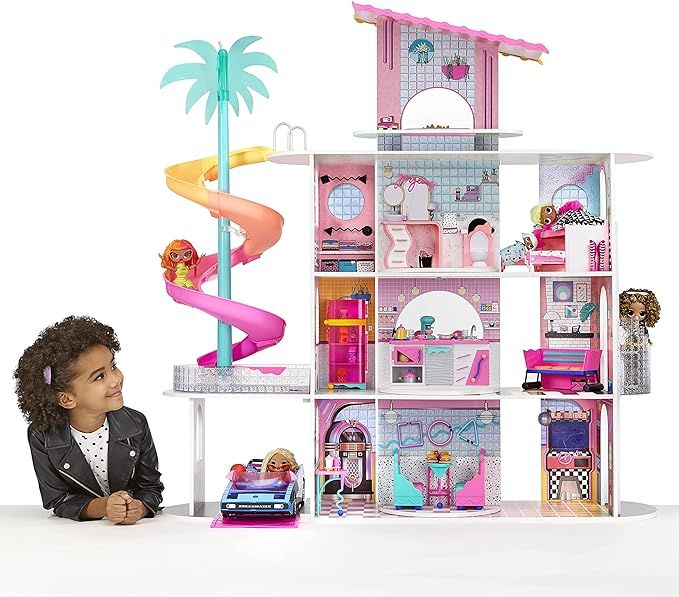 LOL Surprise OMG House of Surprises – New Real Wood Dollhouse with 85+ Surprises, 4 Floors, 10 ... | Amazon (US)