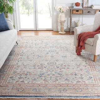 Vintage Persian 7 ft. x 7 ft. Beige/Rust Ornate Border Square Area Rug | The Home Depot