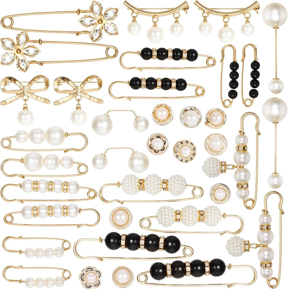 Ouligay Lot de 36 épingles à nourrice décoratives en perles synthétiques pour femme, épingle... | Amazon (FR)