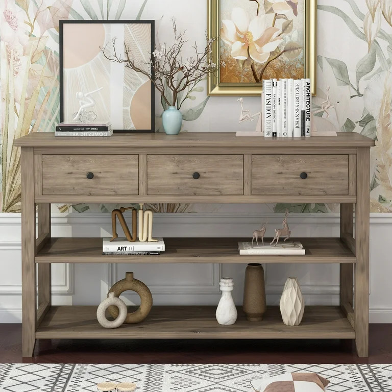 UBesGoo Rustic Wood Console Table for Entryway with 3 Drawers and 3 Shelves, Long Sofa Table Livi... | Walmart (US)